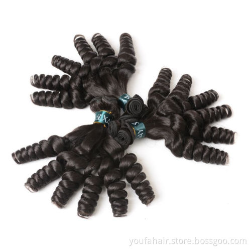 Free Sample 10A Bouncy Curl Weave Funmi Bundles Natural Color Wholesale Raw Brazilian Virgin Human Hair Vendors
